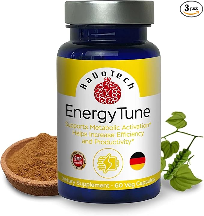 EnergyTune Energy Supplements, Increases Nutrient Absorption and Promotes Overall Health and Immune Support - Non-GMO, Gluten Free, Vegetarian - Veg Capsules (60 Count (Pack of 3))