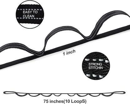 Premium Durable Stretch Straps with Loops, Stretching Strap for Physical Therapy, Multi-Loop Yoga Strap Fitness Exercise Strap for Yoga, Pilates, Dance, Flexibility&Exercise