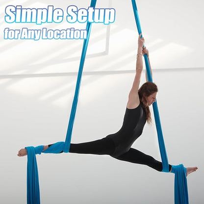 Aerial Silks Kit & Aerial Yoga Hammock - 11Yd Premium Fabric Hardware - Easy Setup for Flying Yoga, Aerial Swing & Fitness - Supports Up to 14ft Rigging