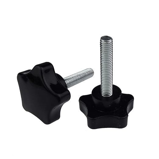 2 Pack Black 8mm(M8) x 40mm Thread Replacement Star Hand Knob Tightening Screw