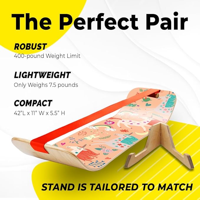 GIBBON SlackBoard - GiBoard Balance Board Kids & Adults - Slackline Balance Trainer - Slack Board Core Workout Equipment Home Gym Training - Standing Desk Exercise - Yoga, Agility, Pilates & More