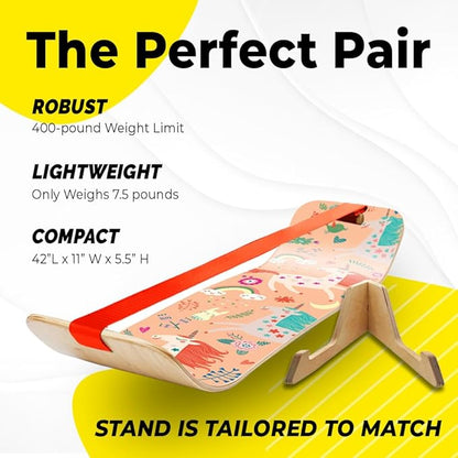 GIBBON SlackBoard - GiBoard Balance Board Kids & Adults - Slackline Balance Trainer - Slack Board Core Workout Equipment Home Gym Training - Standing Desk Exercise - Yoga, Agility, Pilates & More