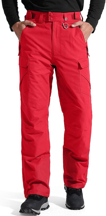 FREE SOLDIER Men's Waterproof Snow Insulated Pants Winter Skiing Snowboarding Pants with Zipper Pockets