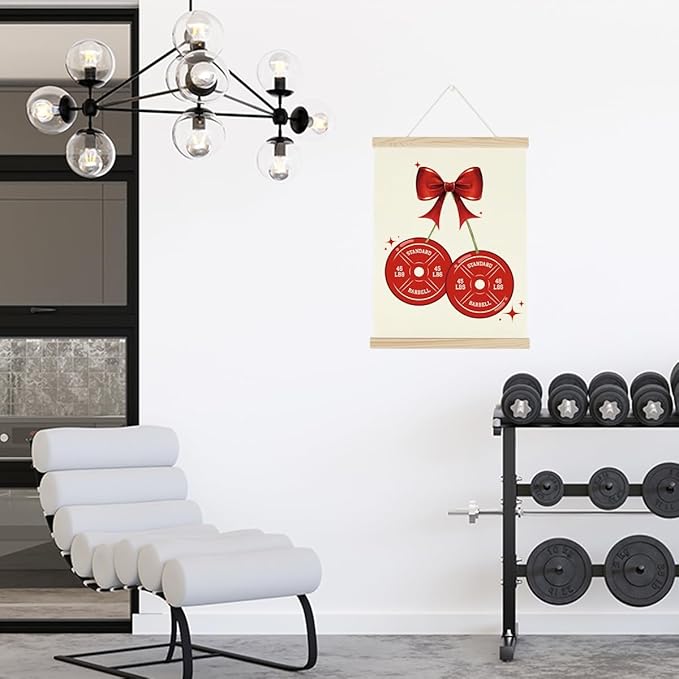 Gym Bow Dumbbell Motivational Posters College Dorm Posters Gifts for Girls Friends Gym Flag Wall Art Decor Sign for Home Gym Bedroom Office