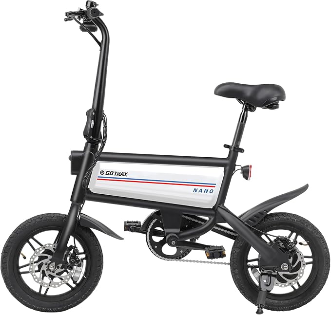 Gotrax Nano 14" Electric Bike, Max Range 25Miles(Pedal-Assist)&Max Speed 15.5Mph, 350W Folding E-Bike with Removable Battery, Adjustable Seat & Dual Mudguards, Commuter Electric Bicycle for Ages 13+