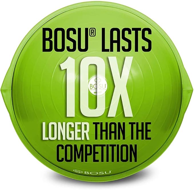 Bosu Balance Ball Exercise Trainer, Home Gym Equipment w/ Guided Workouts & Pump, 26", Blue - Inflatable Fitness Platform for Strength Training, Standing, Balancing, and Core Workout