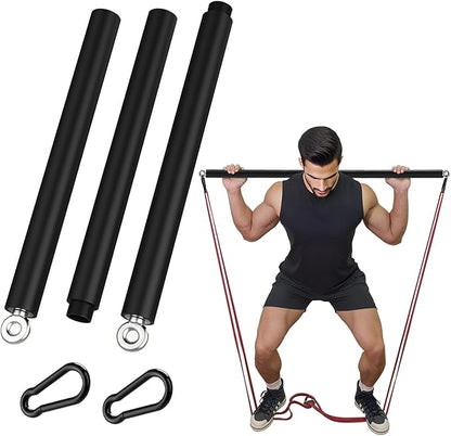 Fitarc Resistance Band Bar Pilates Bar Weighted Bars for Exercise Strength Training Home Gym Fitness Resistance Bar - Adjustable 39" to 26"