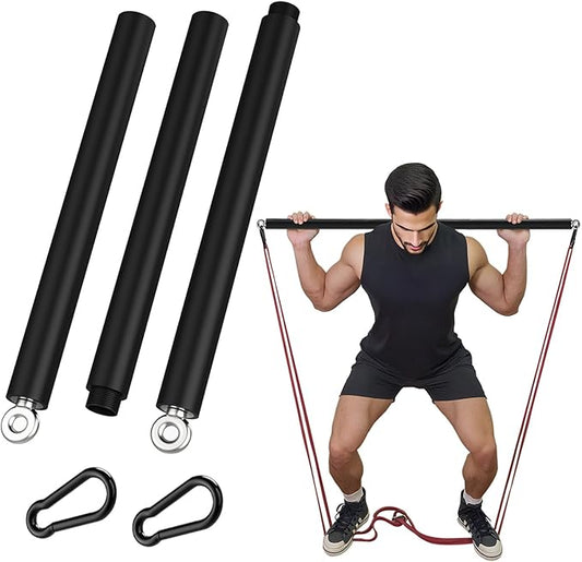 Fitarc Resistance Band Bar Pilates Bar Weighted Bars for Exercise Strength Training Home Gym Fitness Resistance Bar - Adjustable 39" to 26"