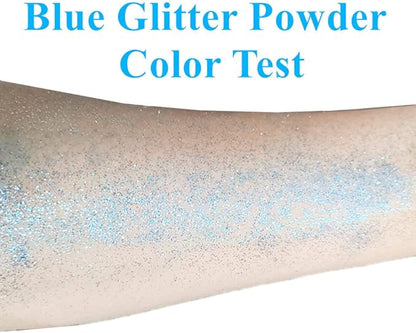 Go Ho Hair and Body Glitter Spray,Light Blue Glitter Spray Dry Powder Makeup for Clothes,Festival Loose Sparkle Powder,Holographic Ultra Fine Resin Glitters for Crafts,10g
