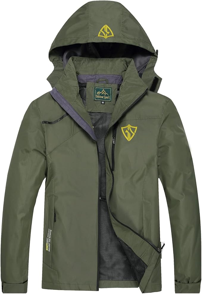 GIISAM Mens Windproof Jacket Waterproof Lightweight Mountain Sport Jacket for Men Hooded Windbreaker Raincoat
