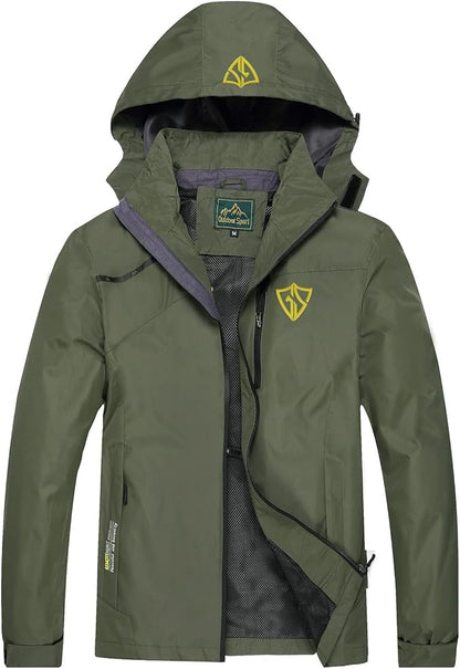 GIISAM Mens Windproof Jacket Waterproof Lightweight Mountain Sport Jacket for Men Hooded Windbreaker Raincoat