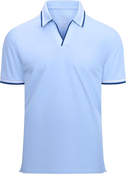 Esabel.C Jacquard Golf Shirts for Men Moisture Wicking Short Sleeve Performance Dry Fit Active Mens Polo Shirts