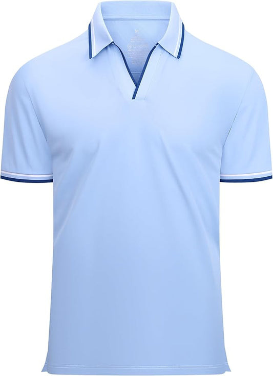 Esabel.C Jacquard Golf Shirts for Men Moisture Wicking Short Sleeve Performance Dry Fit Active Mens Polo Shirts