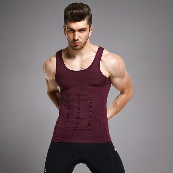 GKVK Mens Slimming Body Shaper Vest Shirt Abs Abdomen Slim