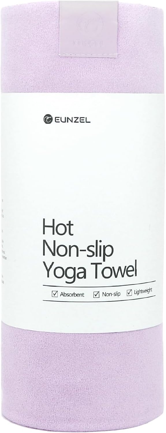 Eunzel Hot Yoga Towel, Super Absorbent Yoga Mat Towel Soft Suede Microfiber Non-Slip Towel for Bikram Pilates and Yoga Mats 72" x 26.5", Taro Purple