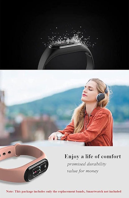 (8 PACK) Mi 5 & 6 Strap Replacement Bracelets with three FREE Screen Protectors , Skin-Friendly Soft & Flexible Silicone Mi 5 & 6 Strap Wristbands for Male and Female