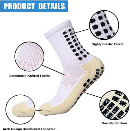 2 Set Anti-Slip Grip Soccer Socks with Shin Guard Sleeves, Sports Athletic Socks for Men Women