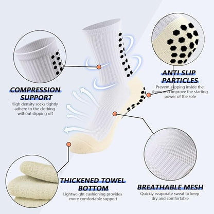 3 Pairs Mens Grip Soccer Socks, 3 Pairs Shin Sleeves with 1 Pack Shin Guards and 4 Shin Straps, Soccer Football Game Set 11 Pcs