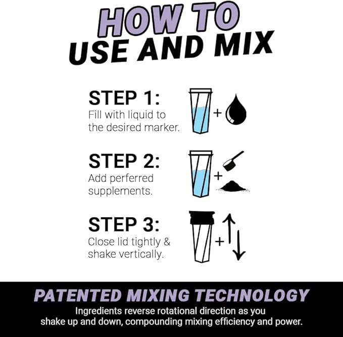 HELIMIX 1.5 Vortex Blender Shaker Bottle Holds Upto 20oz | No Blending Ball or Whisk | USA Made | Portable Pre Workout Whey Protein Drink Shaker Cup | Mixes Cocktails Smoothies Shakes | Top Rack Safe