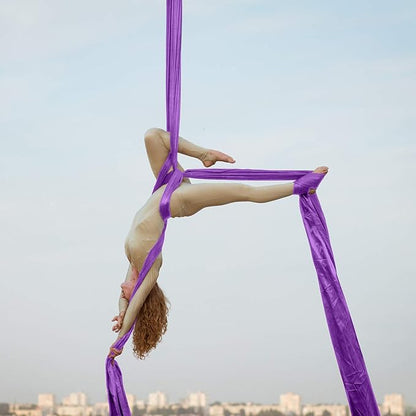 Aerial Silks Yoga Swing Set - 9/11 Yards Aerial Yoga Hammock Kit Anti-Gravity Flying for Fitness, Low/Non Stretch Nylon Tricot Fabric Hardware Included for Dance