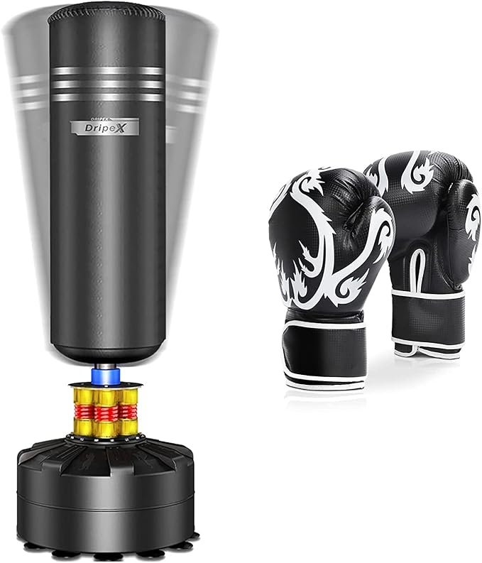 Dripex Freestanding Punching Bag, Heavy Boxing Bag with Stand for Adult Youth - Men Standing Boxing Punch Bag for Home Gym Workout