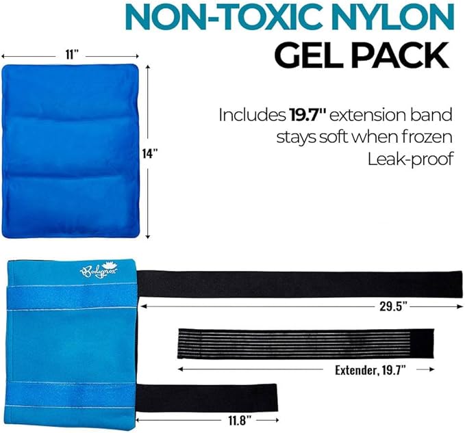 Flexible Large Gel Ice Pack for Shoulders, Arms, Back and Thighs. Hot & Cold Therapy Wrap
