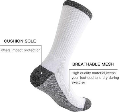 JOYNÉE 8 Pairs Mens Breathable Athletic Crew Socks Arch Support Cushioned Socks for Hiking Sports Running,Sock Size:10-13