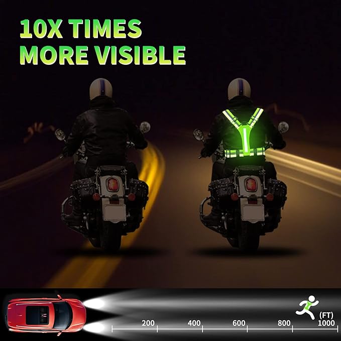 Led Reflective Vest Running Gear,USB Rechargeable Light Up High Visibility Running Vest,6-11hrs Light with Adjustable Waist/Shoulder for Runners Walkers