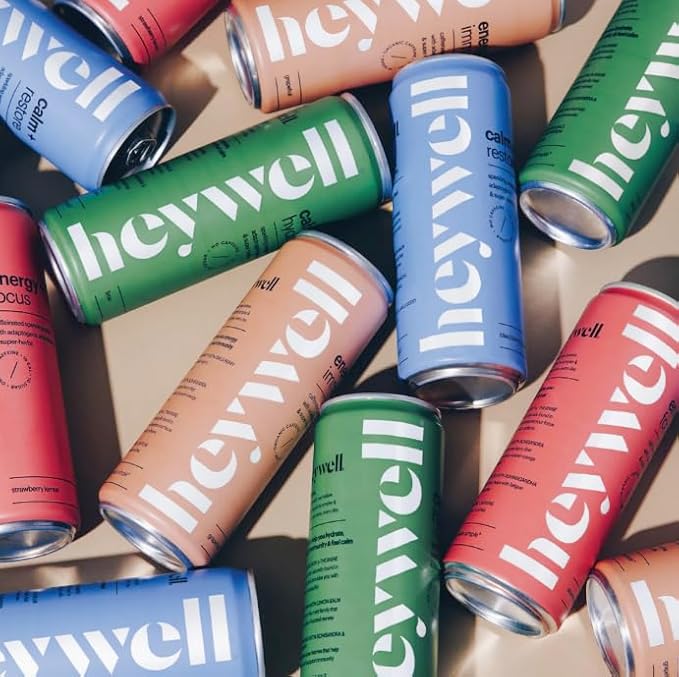 Heywell Sparkling Adaptogenic, Trial Pack, 12 Fluid Ounce (Pack of 6) - Organic, Non GMO, Vegan, Gluten Free, Dairy Free