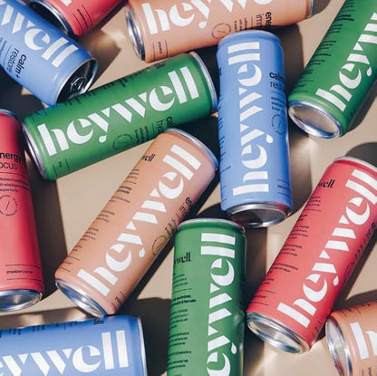 Heywell Sparkling Adaptogenic, Trial Pack, 12 Fluid Ounce (Pack of 6) - Organic, Non GMO, Vegan, Gluten Free, Dairy Free