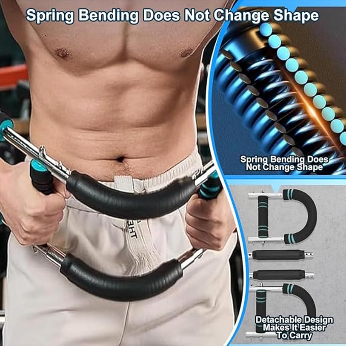 40-100 LBS Adjustable Power Twister Arm Trainer, Forearm Triceps Chest Enhanced Exercise Strengthener, Portable Detachable Spring Resistance Upper Body Fitness Machine for Home & Gym Workout Equipment