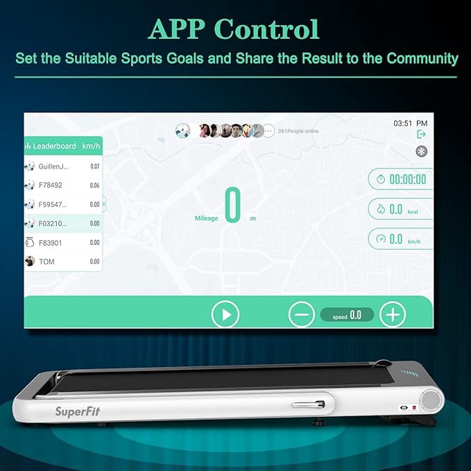 GYMAX Walking Pad, 4.75HP Under Desk Treadmill with LED Touch Screen, App Control, Built-in Speaker & Handle, 2 in 1 Folding Compact Portable Treadmill for Home Small Space