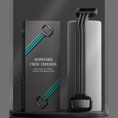 6-Pipe Chest Expander & Shoulder Stretcher - Adjustable Detachable Resistance Tubes for Home Gym, Rehab, Strength Training + Easy Workout Guide (Men/Women)