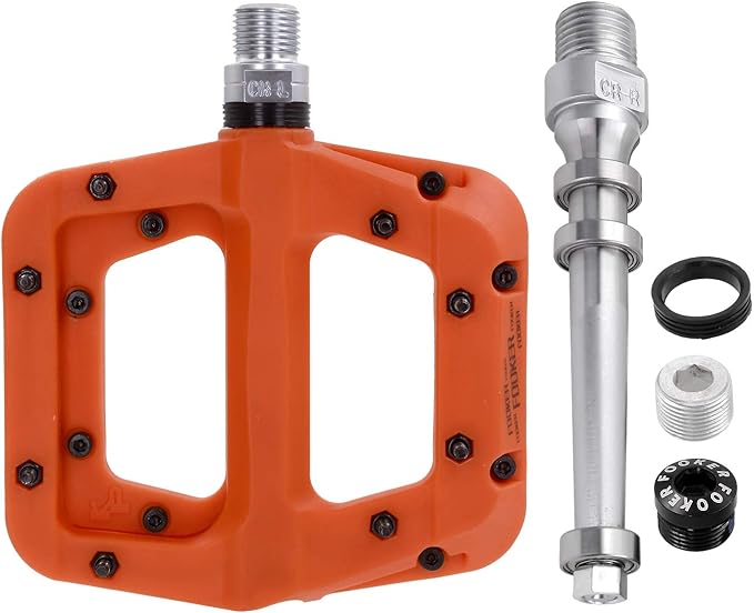 FOOKER MTB Pedals Mountain Bike Pedals 3 Bearing Non-Slip Lightweight Nylon Fiber Bicycle Platform Pedals for BMX MTB 9/16"