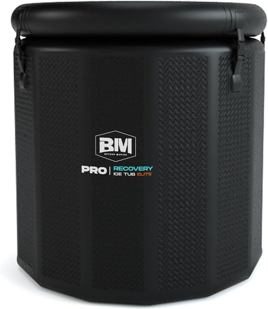 Inflatable Ice Bath Tub for Athletes - Cold Plunge Tub Compatible Water Chiller, Insulated Lid, EVA Groundsheet, Backpack, 130 Gallon, 39" L x 39" W x 35.4" H