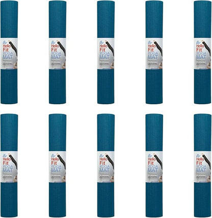 Hello Fit 10-Pack Yoga Mat, 68" x 24" Non Slip Exercise Mat, 4mm Thick Gym Mat for Fitness and Stretching, Bulk Non Toxic Yoga Mats for Schools and Studios