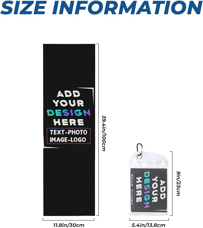 Custom 1-100PCS Cooling Sports Towel, Personalized Photo Logo Soft Cold Exercise Towel for Neck and Face Customized Quick-Drying Cooling Wrap Fitness Workout Sweat Towel 12"x40" (20)