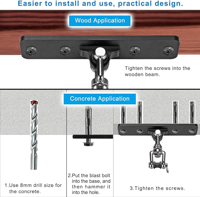 Heavy Bag Hanger, Punching Bag Ceiling Mount Hanger, 360° Rotation Hook for Boxing, MMA, Aerial Yoga, Hammock, and More, 600 LB Capacity