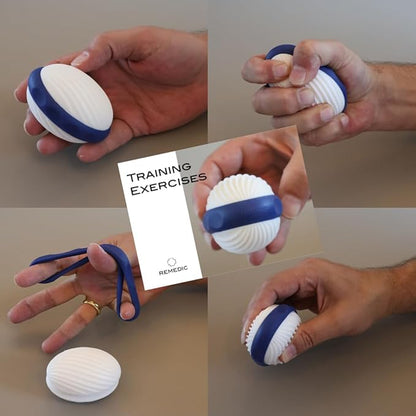 Hand & Finger Exerciser – Grip Strengthener with 2 Resistance Rings & Training Manual with 30+ Exercises – Strengthens Hand Muscles, Joints & Tendons for Rehab, Therapy & Training