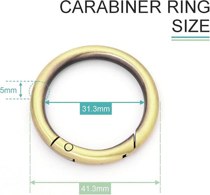 10 Pack 1-1/4Inch Trigger Spring O Rings, Metal Round Carabiner Clip Snap Hook, Spring Keyring Buckles for Replacement Purse Strap, Paracord Lanyard Clips, Keychain Rings Hardware DIY Crafts Making