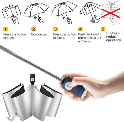 FDJASGY Silver Coating Layer Fabric Blocking UV 99.9% Sun Umbrella Compact Folding Travel Umbrella Automatic Folding Windproof Umbrellas For Men and Women (Black)