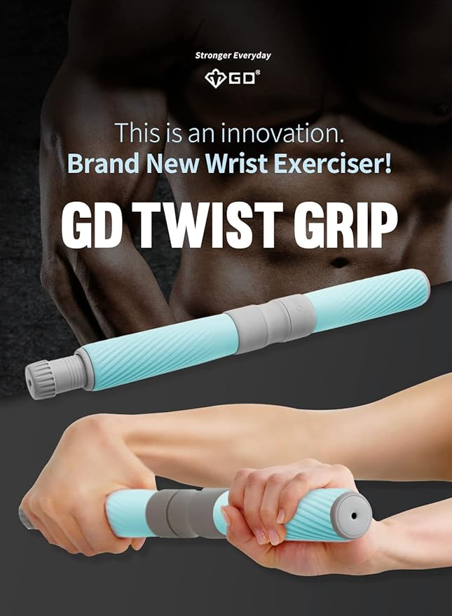 GD Twist Grip Adjustable Resistance Bar for Wrist Strength, Relieves Tendonitis Pain & Improve Grip Strength, Forearm Strength Trainer, Hand Exerciser Bars, Wrist and Elbow Strengthener, Multi-Flex