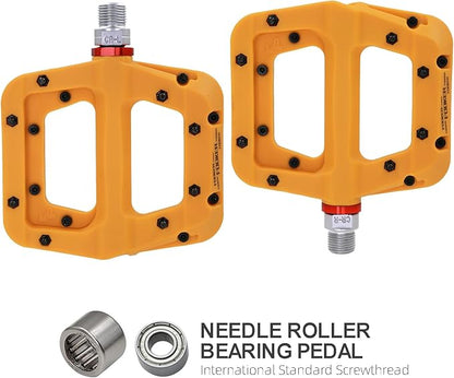 FOOKER MTB Pedals Mountain Bike Pedals 3 Bearing Non-Slip Lightweight Nylon Fiber Bicycle Platform Pedals for BMX MTB 9/16"
