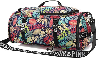 Kalesi Floral Gym Duffle Bag Backpack 4 ways for Women Waterproof with Shoes Compartment for travel Sport Hiking laptop Lightweight