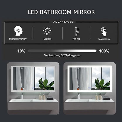 Led Mirror Bathroom 40 x 24 Inch (DK-C-CK010-W2) Bathroom