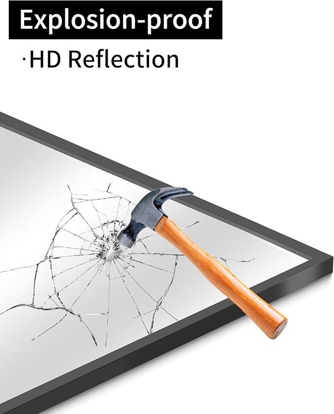 Black Bathroom Mirror for Wall, 30x50 Inch Rectangle Mirrors with Metal Frame, Modern Vanity Wall Mirror Decor for Entryway Hangs, Bathroom Living Room Horizontal or Vertical