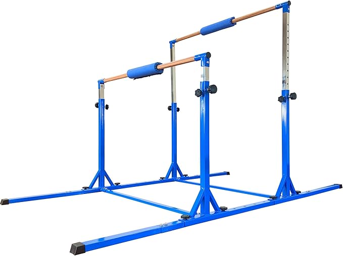 Gymnastics Double Horizontal Bars 3Play Parallel Bars Uneven Bars Gymnastics Training Kip Bar with 304 Stainless Steel Regulating Arms & Fiberglass Rail for Indoor Outdoor Home Club Use