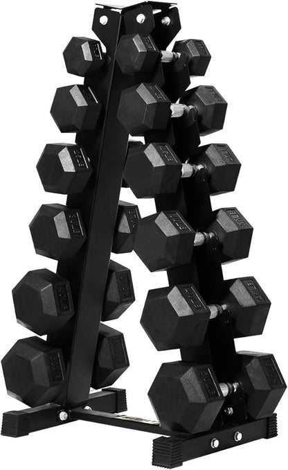 RITFIT 300/350/450/650/180/200/210 LB Rubber Hex Dumbbells Set with Optional Dumbbell Rack, Multi Weight Set to Choose, Ideal for Home Gym and Fitness