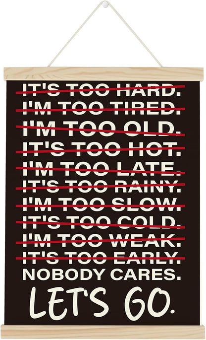 Gym Motivational Posters College Dorm Posters Gifts for Guys Friends Nobody Cares Lets Go Gym Flag Wall Art Decor Sign for Home Gym Bedroom Office