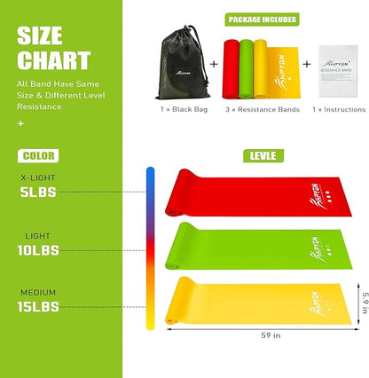 Resistance Bands, Exercise Bands, Physical Therapy Bands for Strength Training, Yoga, Pilates, Stretch Elastic Band with Different Strengths, Workout Bands for Home Gym